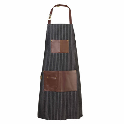 Bratt Pinstriped Apron Black